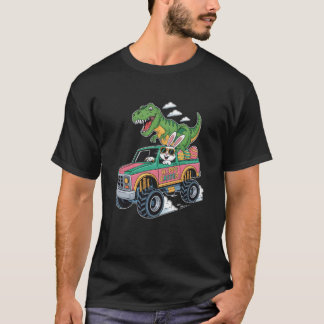 Glad Påskharen Stor Lastbil Dinosaurie Kul T Shirt