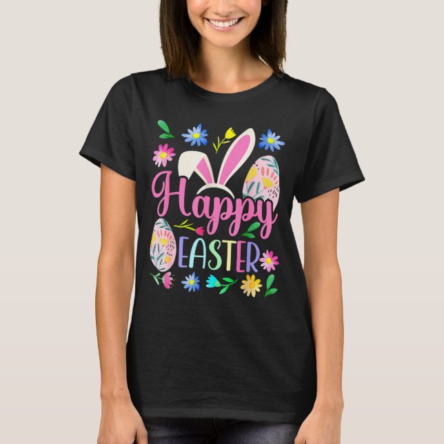 Glad påskharen vår påskägg påsk skjortor t shirt (Framsida)