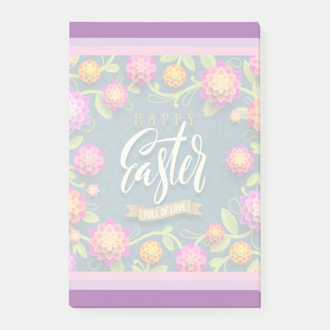 Glad påskhelg Kanin Blommig Post-it Block (Framsida)