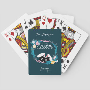 Glad Påskkrans, Svart Katt med kaninöron Casinokort