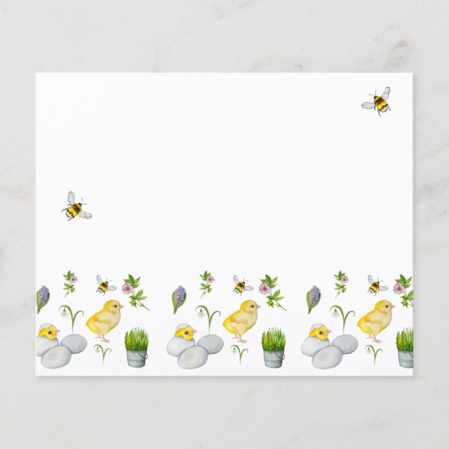 Glad påskkyckling och vårblommor (Framsida)