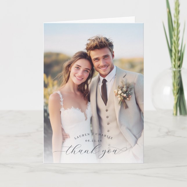 Glad Pastell Romantisk Foto Tack Kort (Framsida)