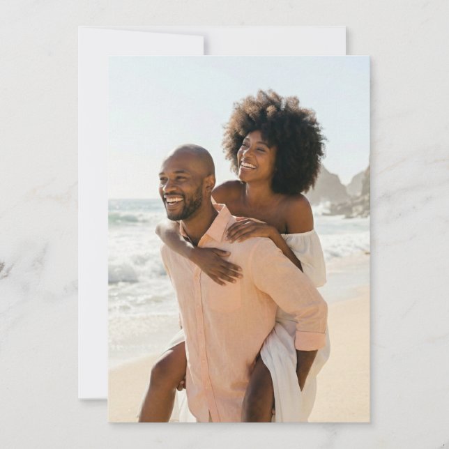 Glad pastellstrandfoto inbjudningar (Framsida)