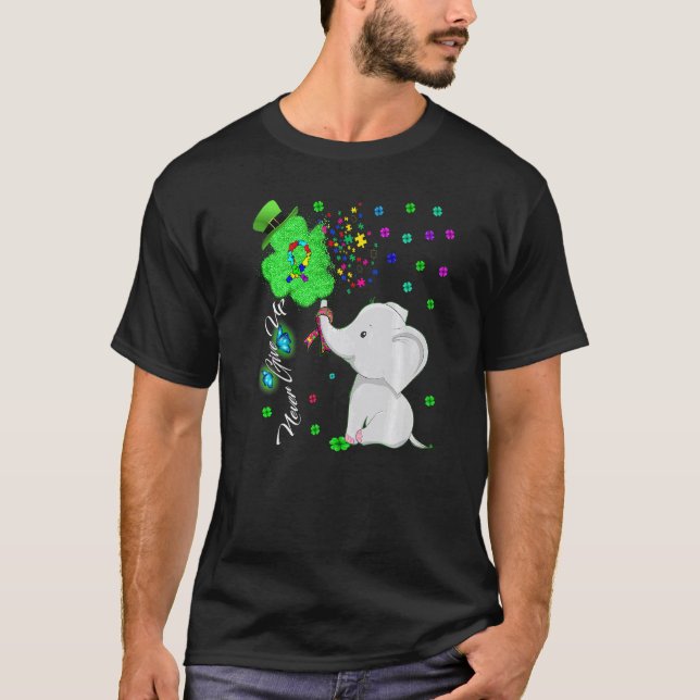 Glad Patrick S dag Elefant Autism Medvetenhet T Shirt (Framsida)