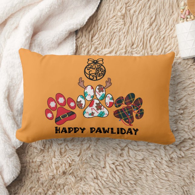 Glad Pawliday - Jul Högtid Kastkudde Lumbarkudde (Filt)