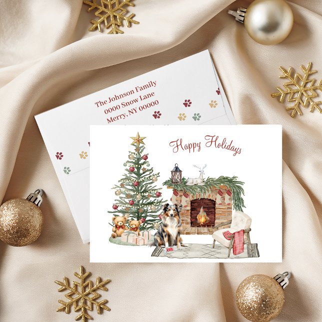 Glad Pawlidays Hund Design- Australian Shepherd Helgkort (Skapare uppladdad)