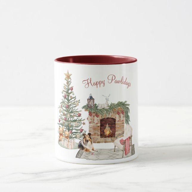 Glad Pawlidays Hund Design- Sheltie Mugg (Center)