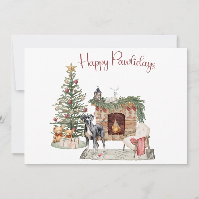 Glad Pawlidays Hunddesign - Grand danois Julkort (Framsida)