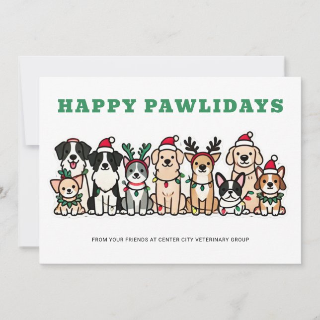 Glad Pawlidays Veterinär Julkort (Framsida)