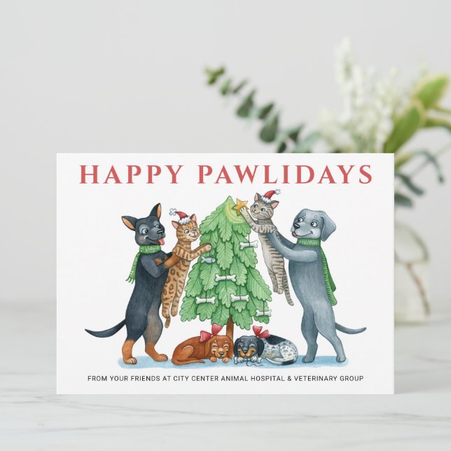 Glad Pawlidays Veterinär Julkort (Stående Fram)