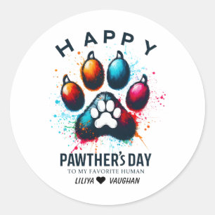 Glad Pawthers dag Vattenfärg Hund Pappa Runt Klistermärke