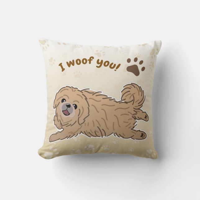 Glad Pekingeser Hund Älskare Jag Voffar Dig Tass Kudde (Framsida)