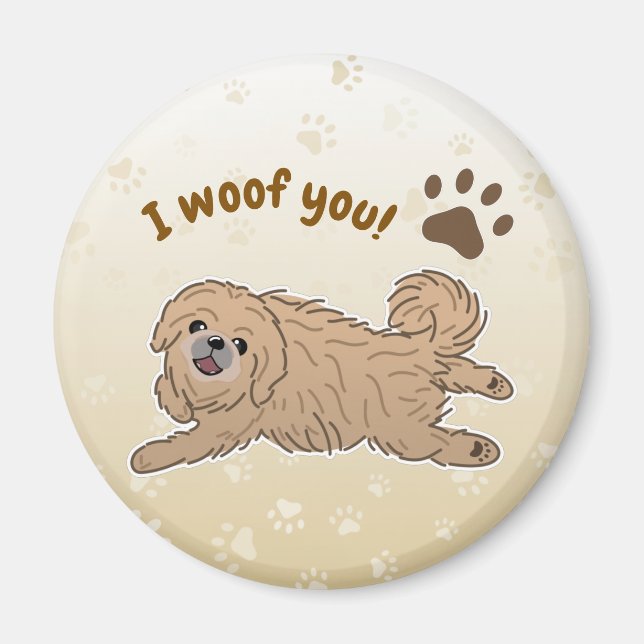 Glad Pekingeser Hund Älskare Jag Voffar Dig Tass Magnet (Framsidan)