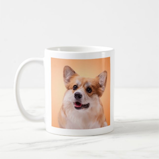 Glad Pembroke Welsh Corgi Porträtt Klassiskt Kaffe Kaffemugg (Vänster)