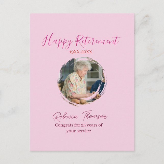 Glad pensionär årets namn cirkel foto pensionerad vykort (Framsida)