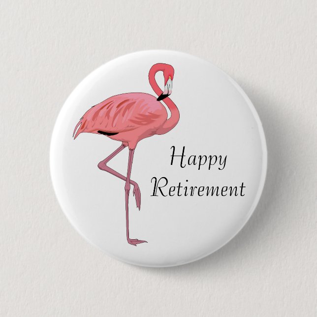 Glad Pensionärstid Rosa Flamingo Fest Knapp (Framsida)