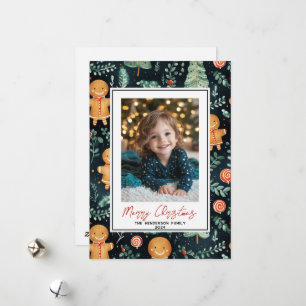 Glad Pepparkaksgubbe Anpassad Julfoto Namn Julkort