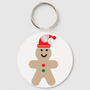 Glad pepparkaksgubbe som bär Santa hatt Nyckelring