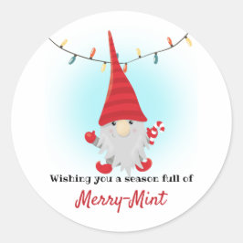 Glad Pepparmyntsockertomte Jul Runt Klistermärke