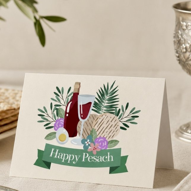 Glad Pesach  Elegant Passah-seder Kort (Skapare uppladdad)