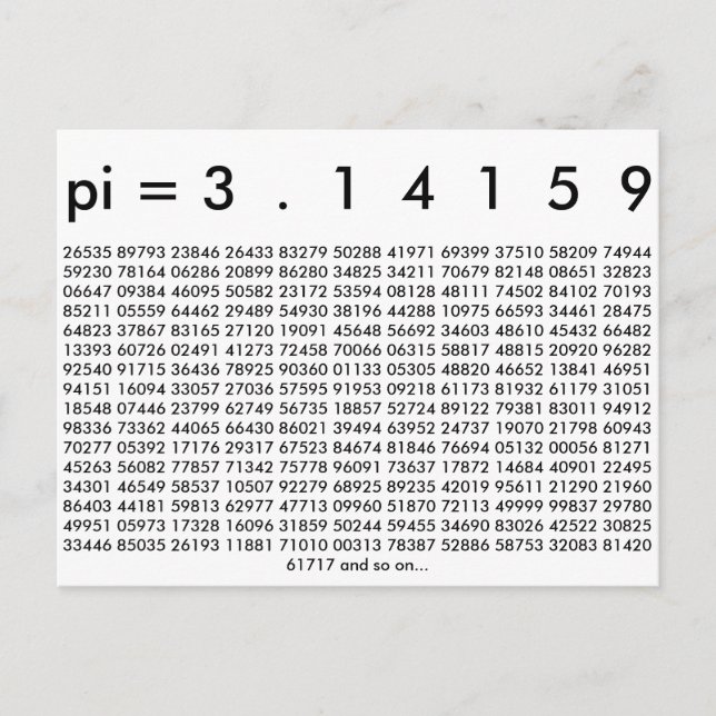 Glad Pi-dagen Matematik Siffror 3.14 Matematik Kär Vykort (Framsida)