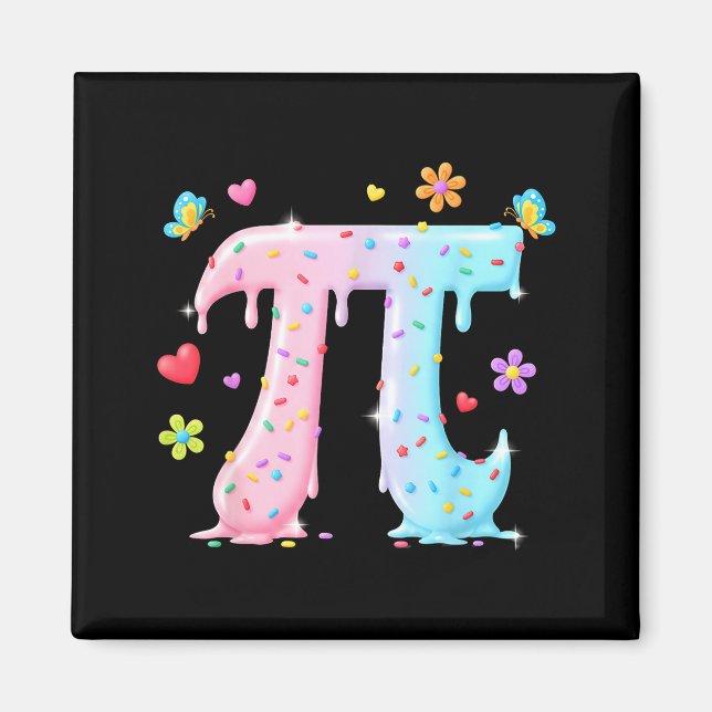 Glad Pi-dagen Matematiklärare Drippande Glass Pi D Magnet (Framsidan)