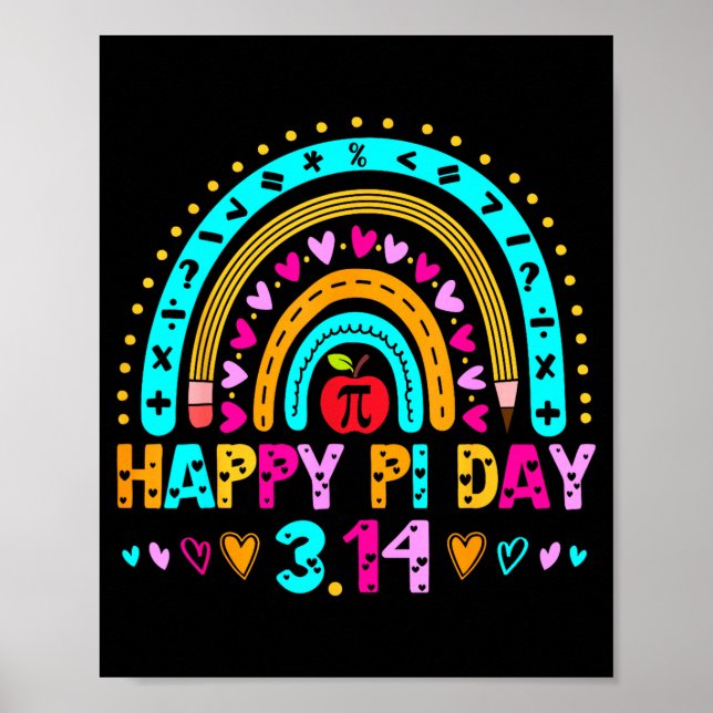 Glad Pi-dagen Regnbåge 3.14 Pi Nummer Matematiklär Poster (Framsidan)