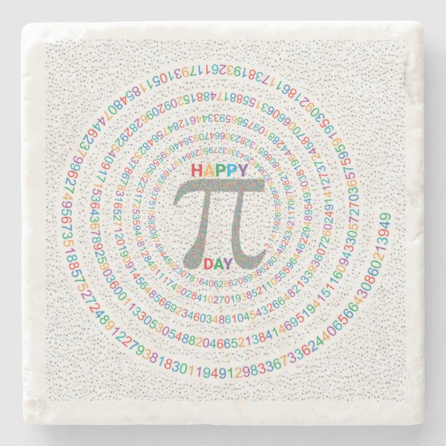 Glad Pi-dagsaffisch – Modern matematik väggkonst – Stenunderlägg (Framsidan)