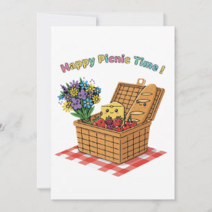 Glad Picknickstid! Sött Kawaii Mat & Blommor Inbjudningar