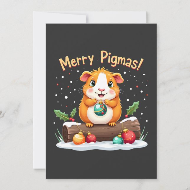Glad Pigmas Marsvin Jul Santa  Inbjudningar (Framsida)