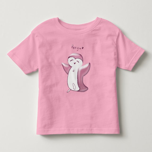 Glad Pingvin(DustyRose) Barn T-shirt (Framsida)
