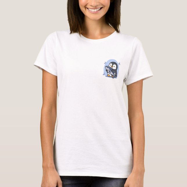 Glad Pingvin Fångst T Shirt (Framsida)