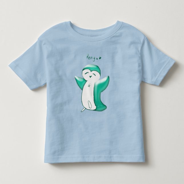 Glad Pingvin Grön T-shirt för Småbarn (Framsida)