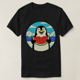 Glad Pingvin som äter Vattenmelon - Sommarstämning T Shirt