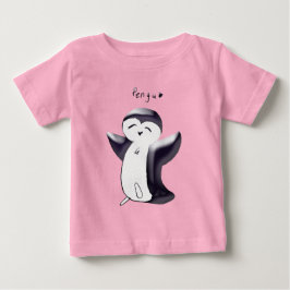 Glad Pingvin Svart T-shirt för Småbarn