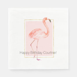 Glad Pink Flamingo Födelsedag Pappersservett