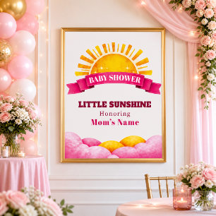 Glad Pink Lille Solsken Bebis Badrumsfest Välkomme Poster