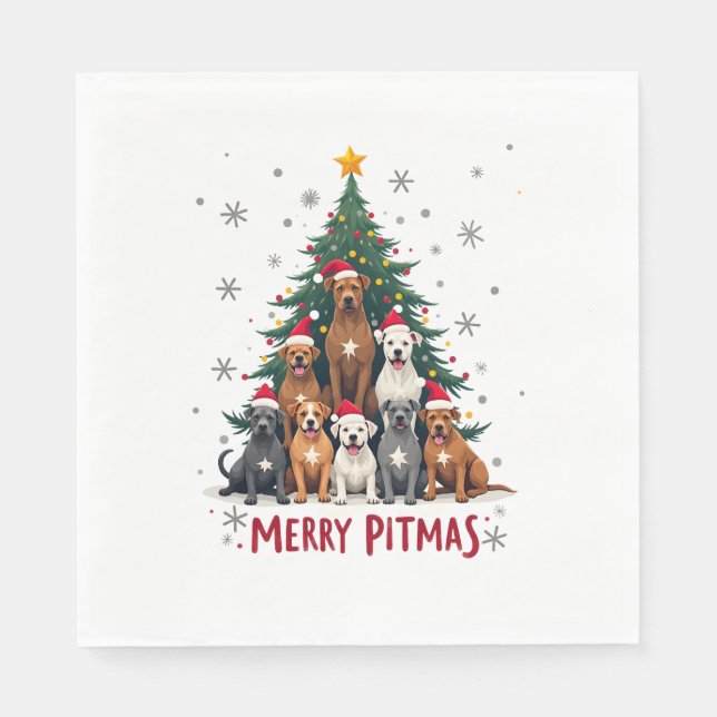Glad Pitmas Pitbull Hund Ful Jul Sweater Tr Pappersservett (Framsidan)