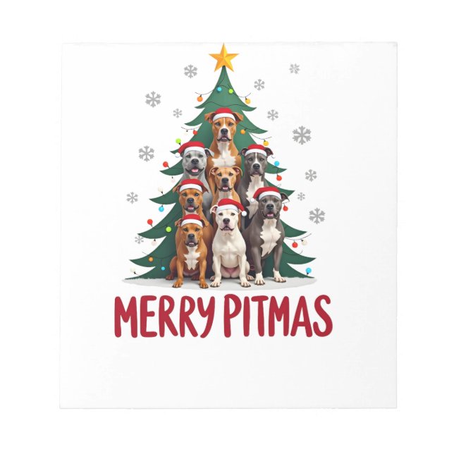 Glad Pitmas Pitbull Hund Fula Jultröjor Tr Anteckningsblock (Framsida)
