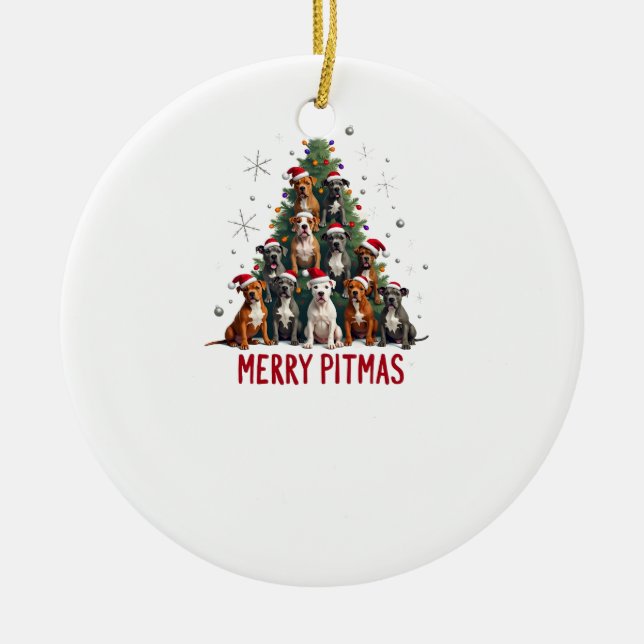 Glad Pitmas Pitbull Hund Fula Jultröjor Tr Julgransprydnad Keramik (Framsidan)