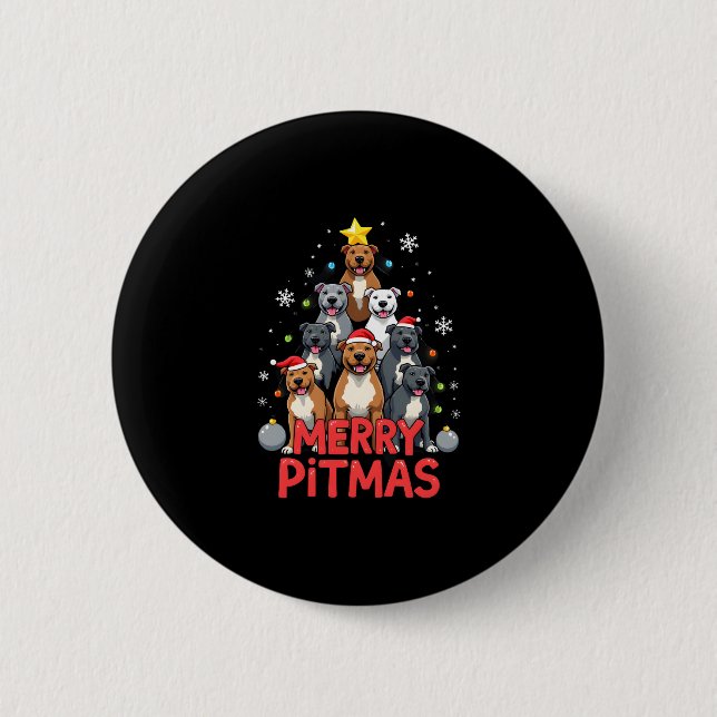 Glad Pitmas Pitbull Hund Fula Jultröjor Tr Knapp (Framsida)