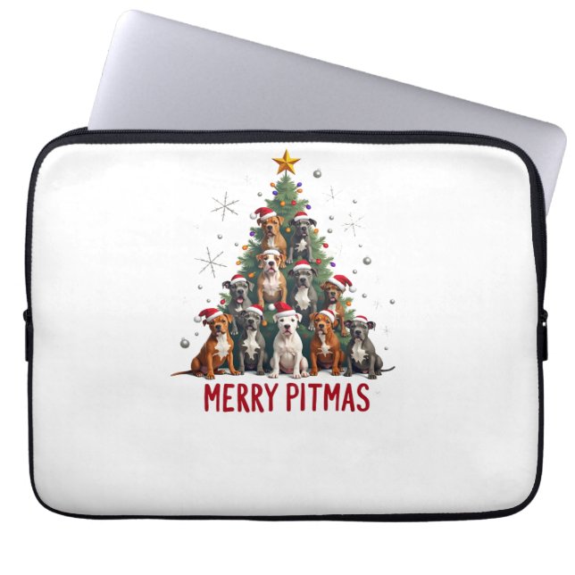 Glad Pitmas Pitbull Hund Fula Jultröjor Tr Laptop Fodral (Framsidan)