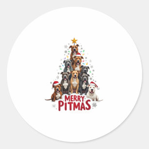 Glad Pitmas Pitbull Hund Fula Jultröjor Tr Runt Klistermärke