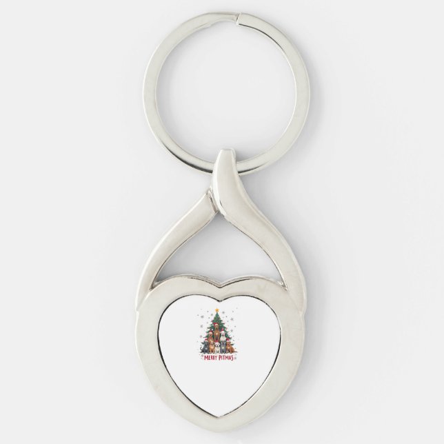 Glad Pitmas Pitbull Hund Fula Jultröjor Tr Twisted Heart Silverfärgad Nyckelring (Framsidan)