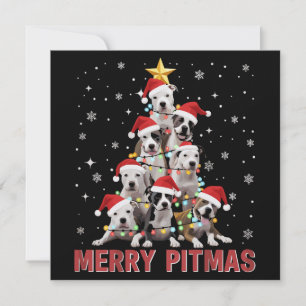 Glad Pitmas Pitbull Hund Träd Fula Jul Julkort