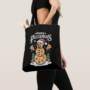Glad Pizzamas Jul Pizza Snömannen Tomte Hatt Tygkasse