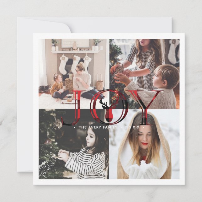 Glad Plaid 4 Foto Collage Julkort (Framsida)