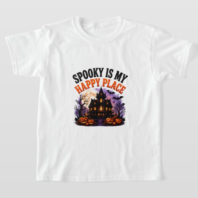 🎃 Glad Plats Halloween Spök Uttalande 👻 T Shirt (Laydown)