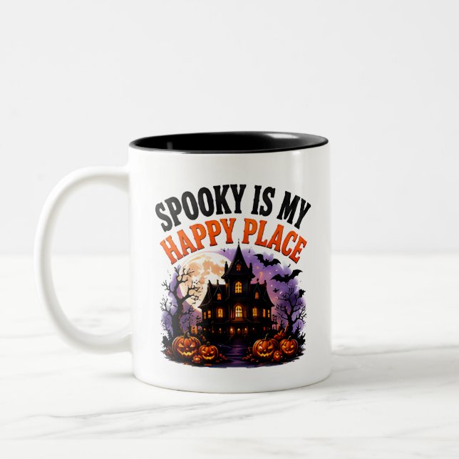 🎃 Glad Plats Halloween Spökordspråk 👻 Två-Tonad Mugg (Vänster)