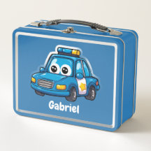 Glad polisbil, pojkar, personlig blå 
